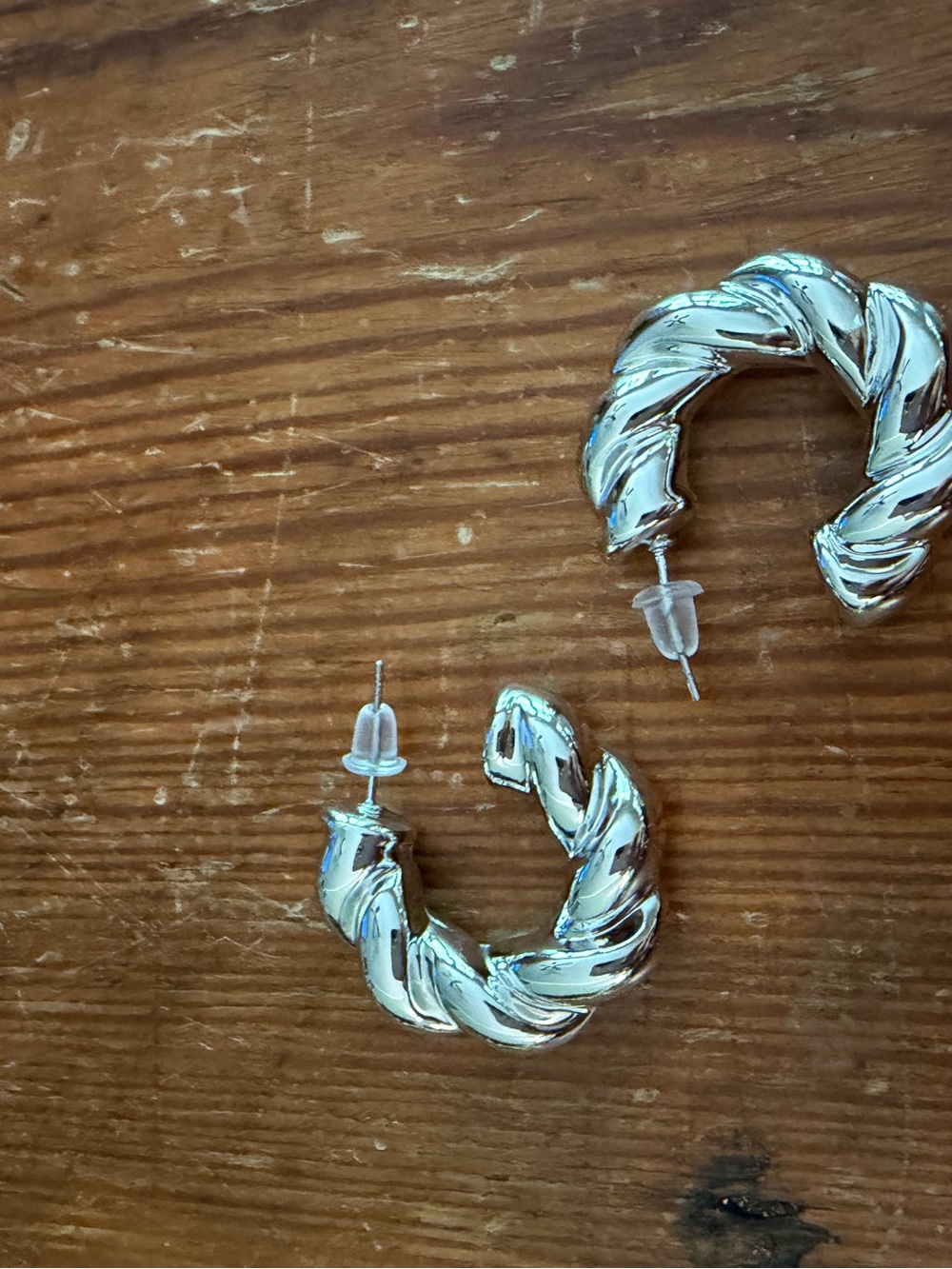 Twisted Hoop Silver Earrings - Women's Fashion Jewelry